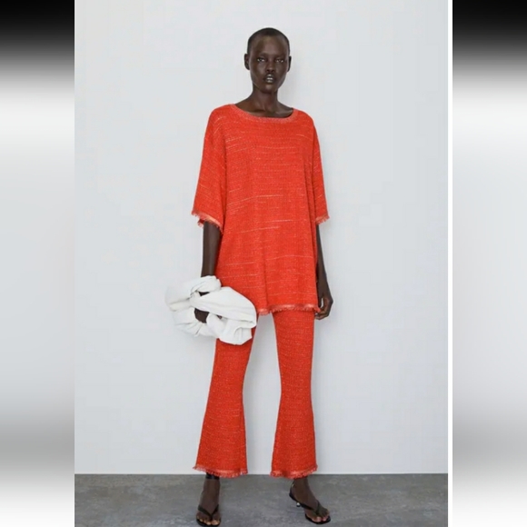 ZARA Metallic Woven Orange Top - Picture 9 of 9